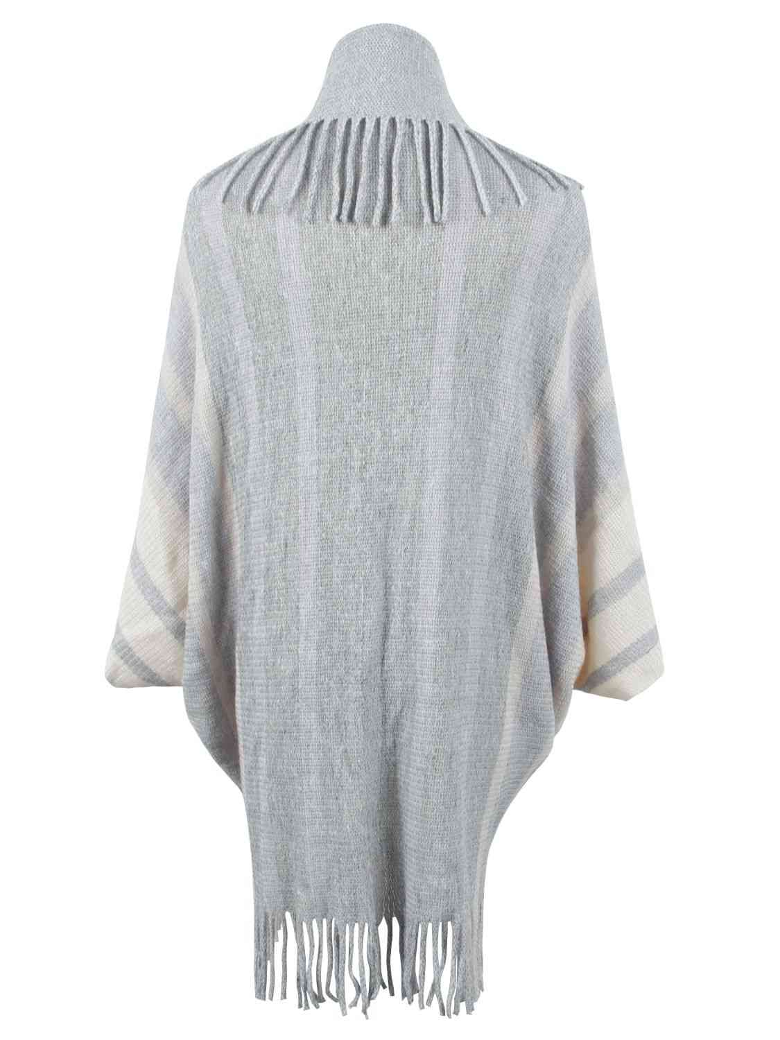 Fringe Detail Open Front Poncho Trandify deal