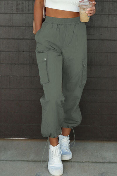 Drawstring Elastic Waist Pants with Pockets Trandify deal