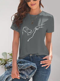 Dog Graphic Round Neck T-Shirt Trandify deal
