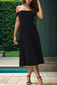 Perfee Pleated Off-Shoulder Midi Dress Trandify deal