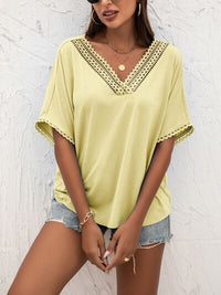 lvy Lane Lace Detail V-Neck T-Shirt Trandify deal