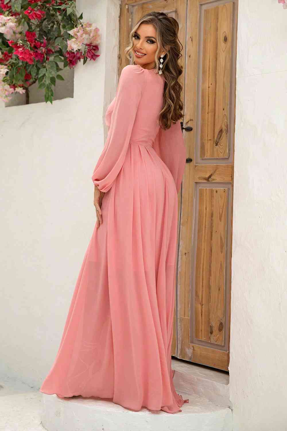 Twist Front Cutout Long Sleeve Dress Trandify deal