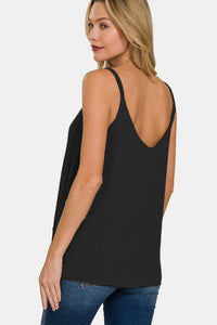Zenana Woven Double Spaghetti Strap V-Neck Cami Trandify deal