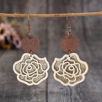 Wooden Alloy Rose Shape Dangle Earrings Trandify deal