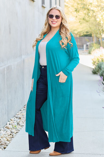 Basic Bae Full Size Open Front Long Sleeve Cover Up Trandify deal