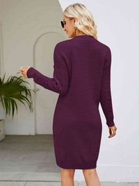 Cable-Knit V-Neck Mini Sweater Dress Trandify deal