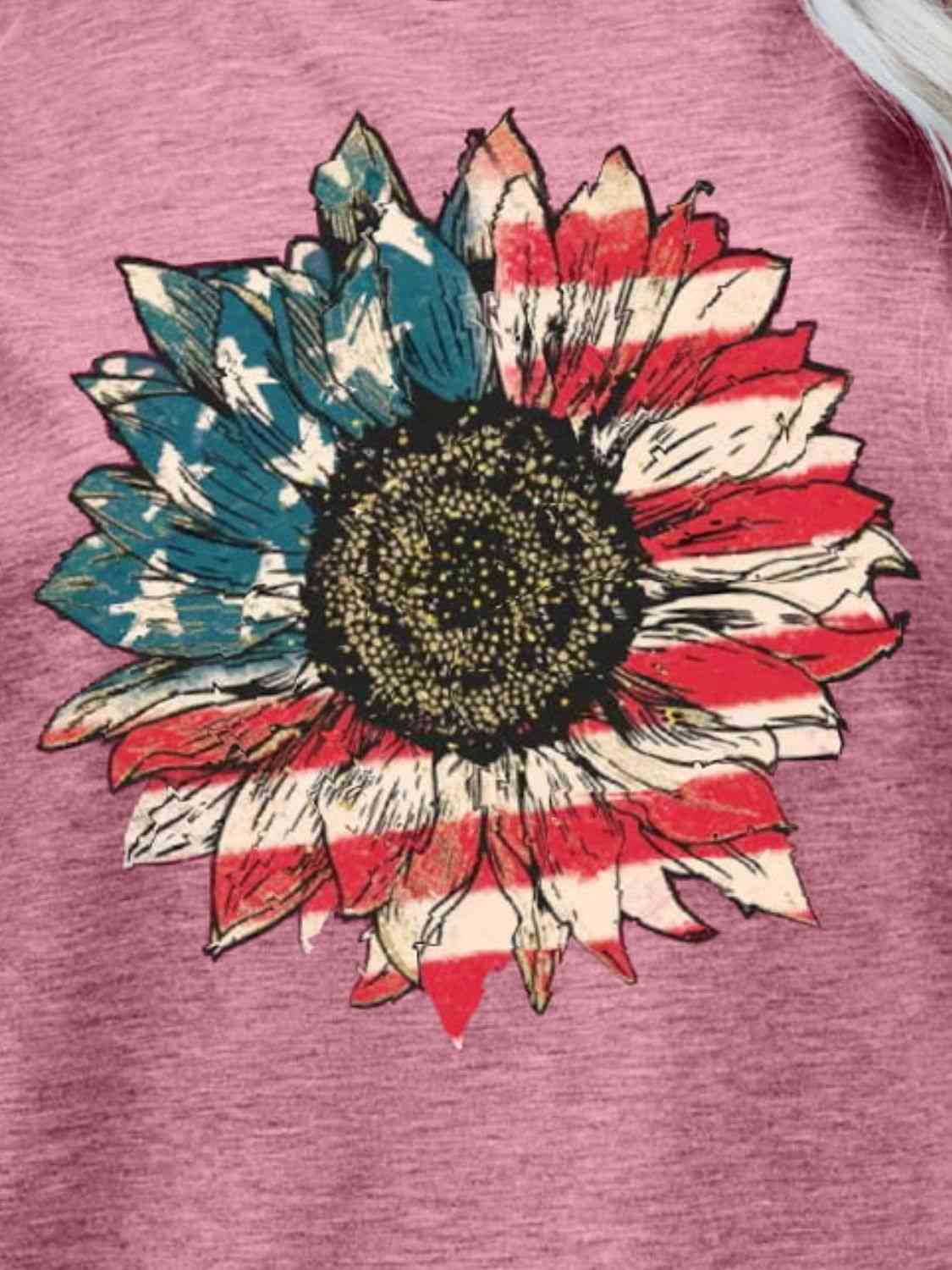 US Flag Flower Graphic Tee Trandify deal