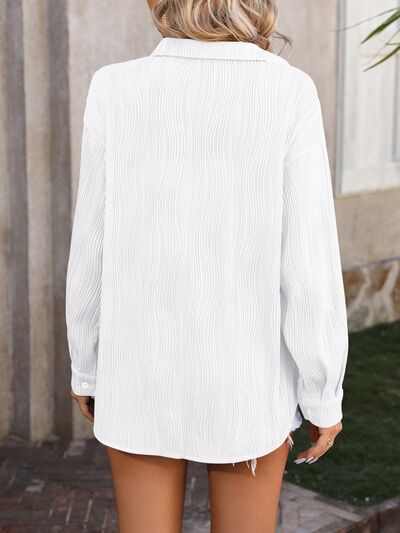 Button Up Dropped Shoulder Shirt Trandify deal