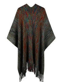 Heathered Fringe Hem Poncho Trandify deal