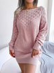 Openwork Boat Neck Sweater Dress Trandify deal