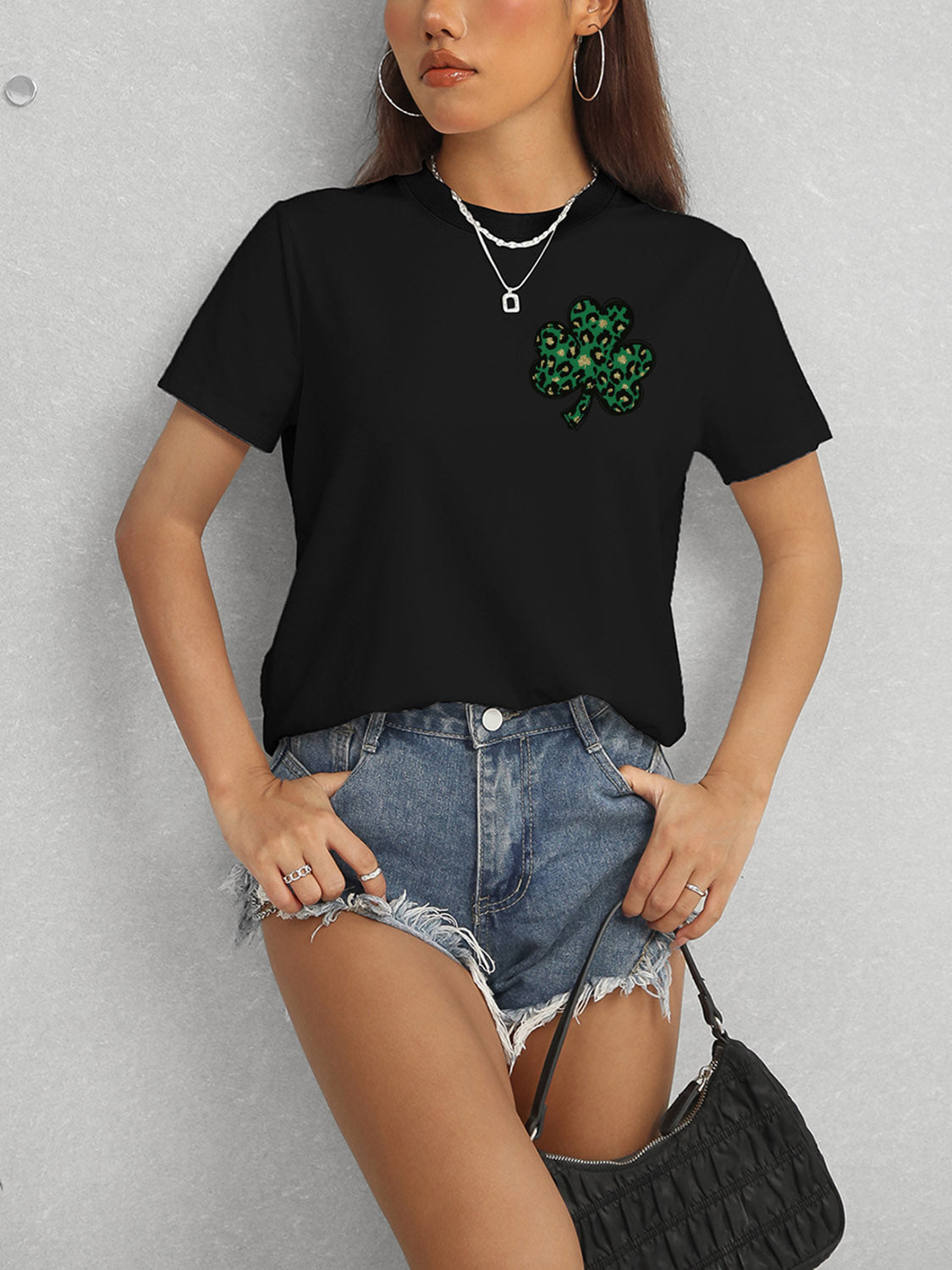 Lucky Clover Round Neck Short Sleeve T-Shirt Trandify deal