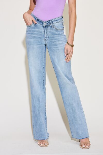 Judy Blue Full Size V Front Waistband Straight Jeans Trandify deal