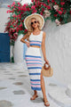 Striped Openwork Cropped Tank and Split Skirt Set Trandify deal