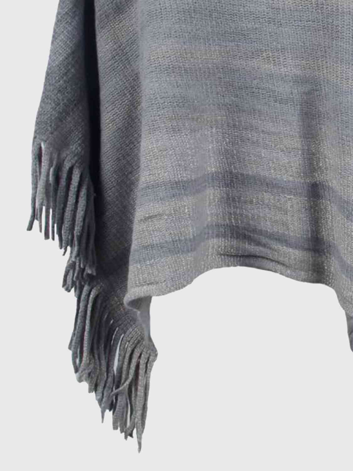 Striped Boat Neck Poncho with Fringes Trandify deal