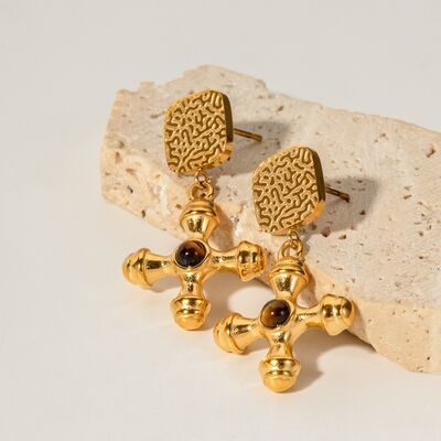 Gold-Plated Stainless Steel Cross Shape Earrings Trandify deal