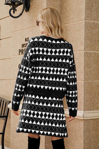 Geometric Button Front Cardigan and Skirt Set Trandify deal