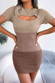Color Block Cutout Short Sleeve Sweater Dress Trandify deal