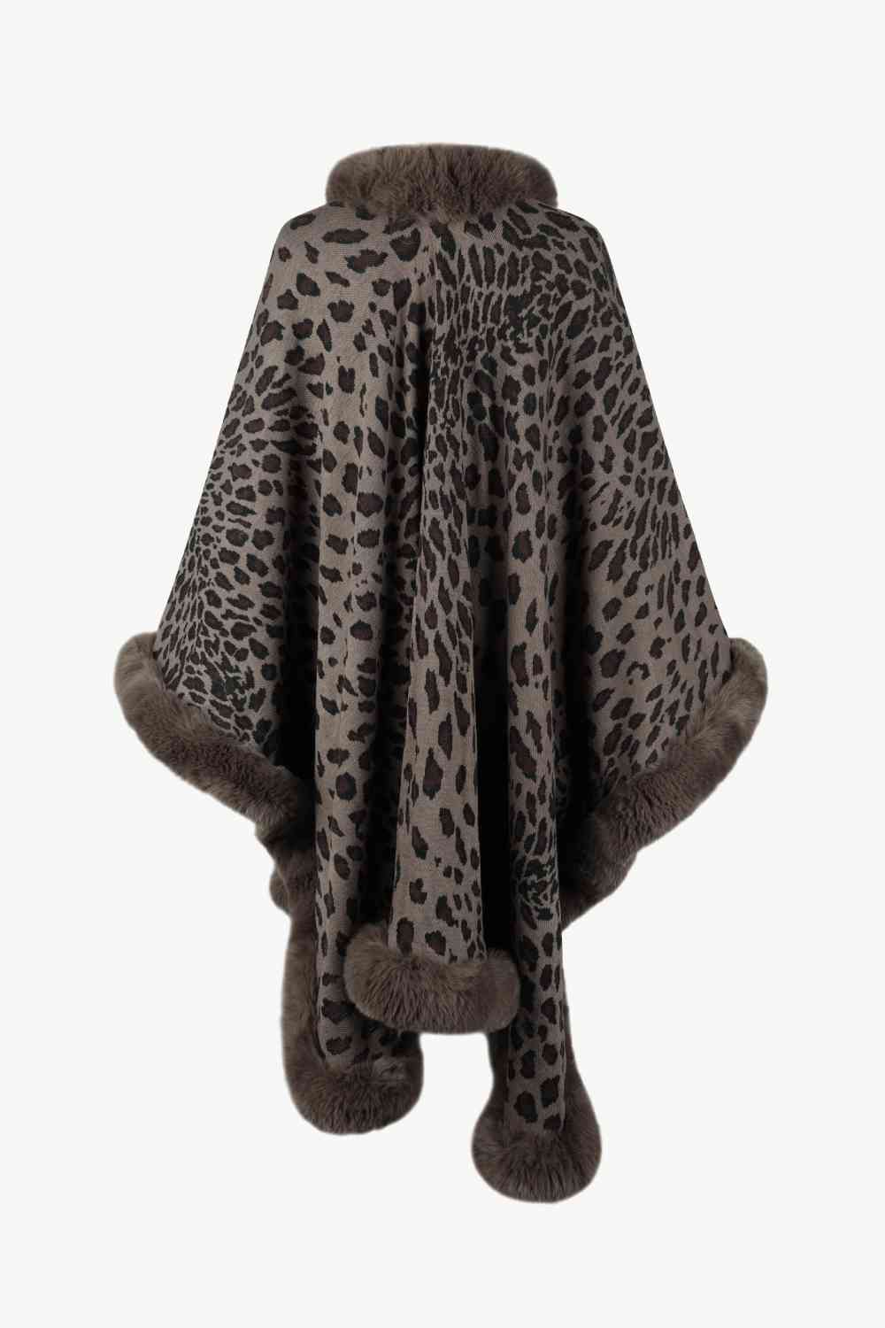 Leopard Open Front Poncho Trandify deal