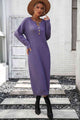 Notched Neck Dropped Shoulder Button-Down Midi Dress Trandify deal