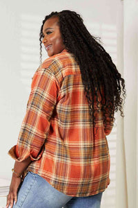 Double Take Plaid Dropped Shoulder Shirt Trandify deal
