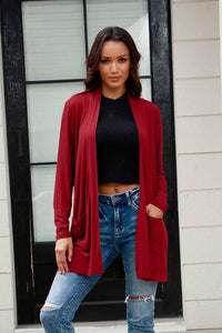 Basic Bae Full Size Open Front Long Sleeve Cardigan with Pockets Trandify deal