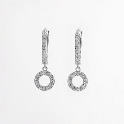 925 Sterling Silver Inlaid Zircon Hoop Dangle Earrings Trandify deal