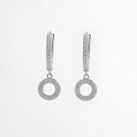 925 Sterling Silver Inlaid Zircon Hoop Dangle Earrings Trandify deal