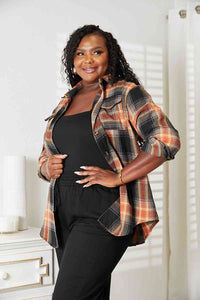 Double Take Plaid Dropped Shoulder Shirt Trandify deal