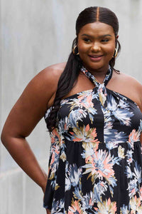 Be Stage Full Size Floral Halter Top in Black Trandify deal