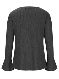 Faux Layered V-Neck Long Sleeve T-Shirt Trandify deal