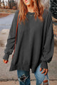 Dropped Shoulder Round Neck Long Sleeve Blouse Trandify deal