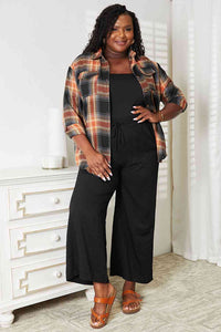 Double Take Plaid Dropped Shoulder Shirt Trandify deal