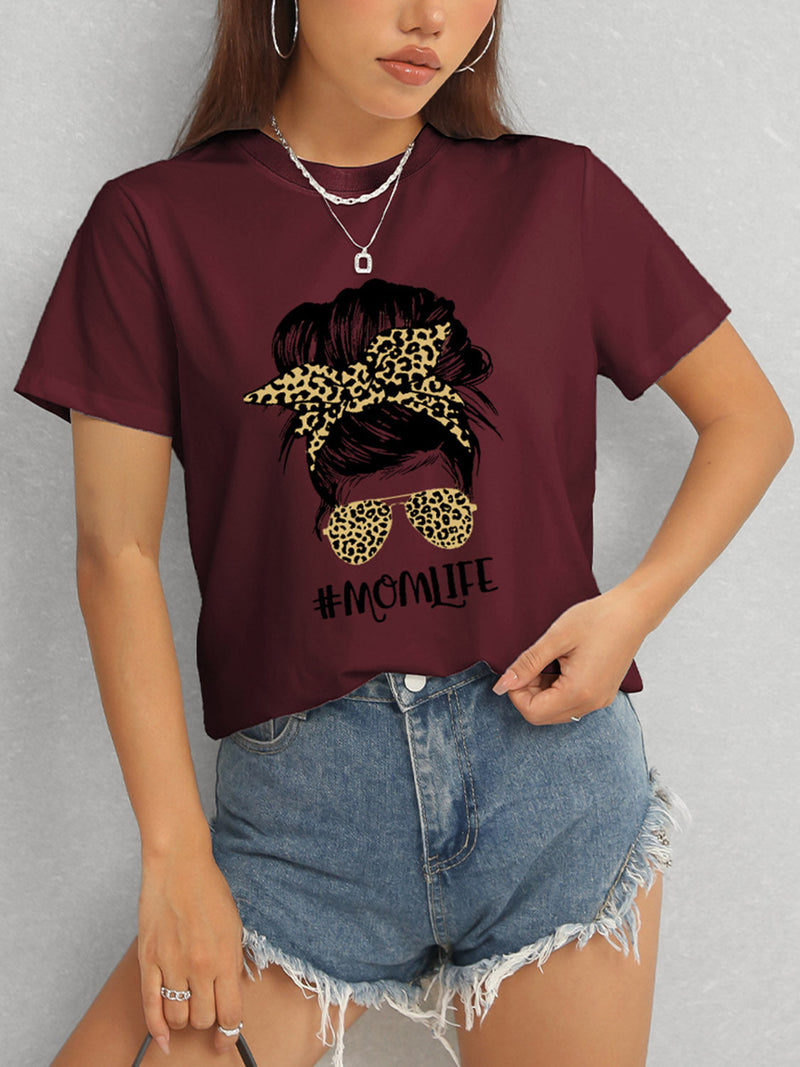 MOMLIFE Round Neck Short Sleeve T-Shirt Trandify deal