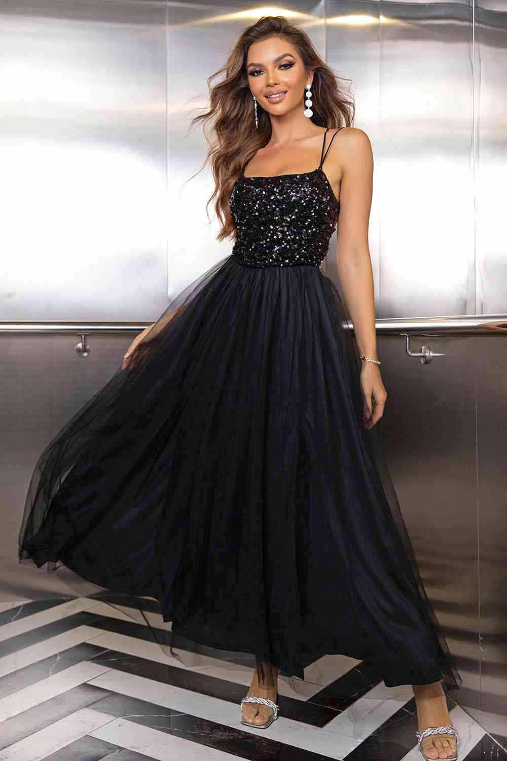 Lace-Up Backless Mesh Dress Trandify deal