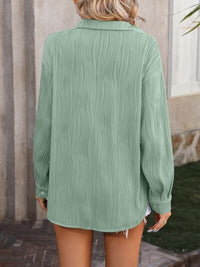 Button Up Dropped Shoulder Shirt Trandify deal