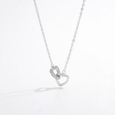 925 Sterling Silver Inlaid Zircon Heart Necklace Trandify deal