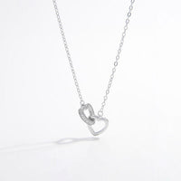 925 Sterling Silver Inlaid Zircon Heart Necklace Trandify deal