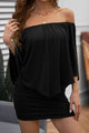 Off-Shoulder Three-Quarter Sleeve Mini Dress - Trandify Deal