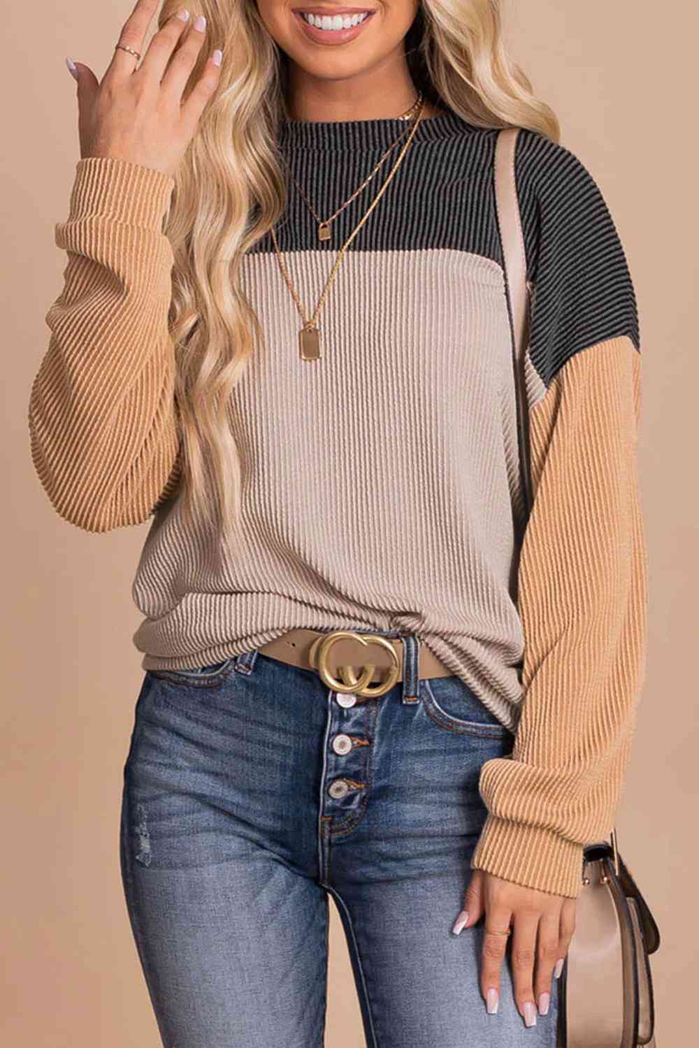 Color Block Dropped Shoulder T-Shirt Trandify deal