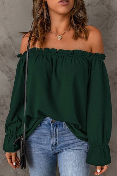 Frill Off-Shoulder Flounce Sleeve Blouse Trandify deal