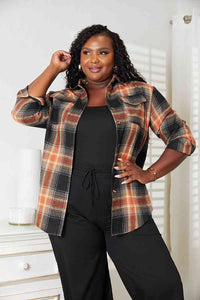 Double Take Plaid Dropped Shoulder Shirt Trandify deal