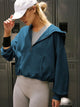 Half Zip Pocketed Dropped Shoulder Hoodie Trandify deal