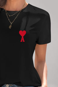 Heart Round Neck Short Sleeve T-Shirt Trandify deal