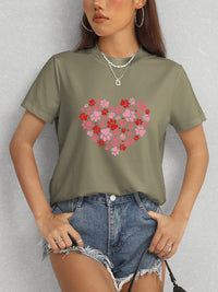 Heart Round Neck Short Sleeve T-Shirt Trandify deal