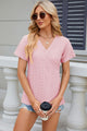 Eyelet Surplice Short Sleeve T-Shirt Trandify deal
