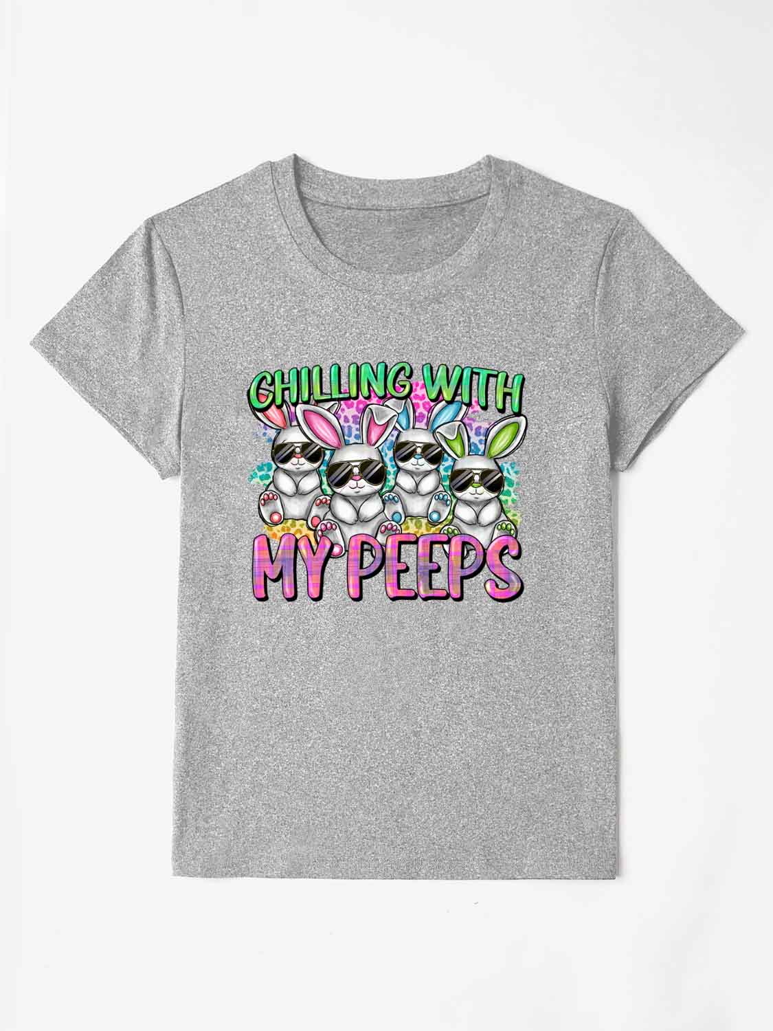 CHILLING WITH MY PEEPS Round Neck T-Shirt Trandify deal