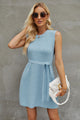 Tied Round Neck Sleeveless Sweater Dress Trandify deal
