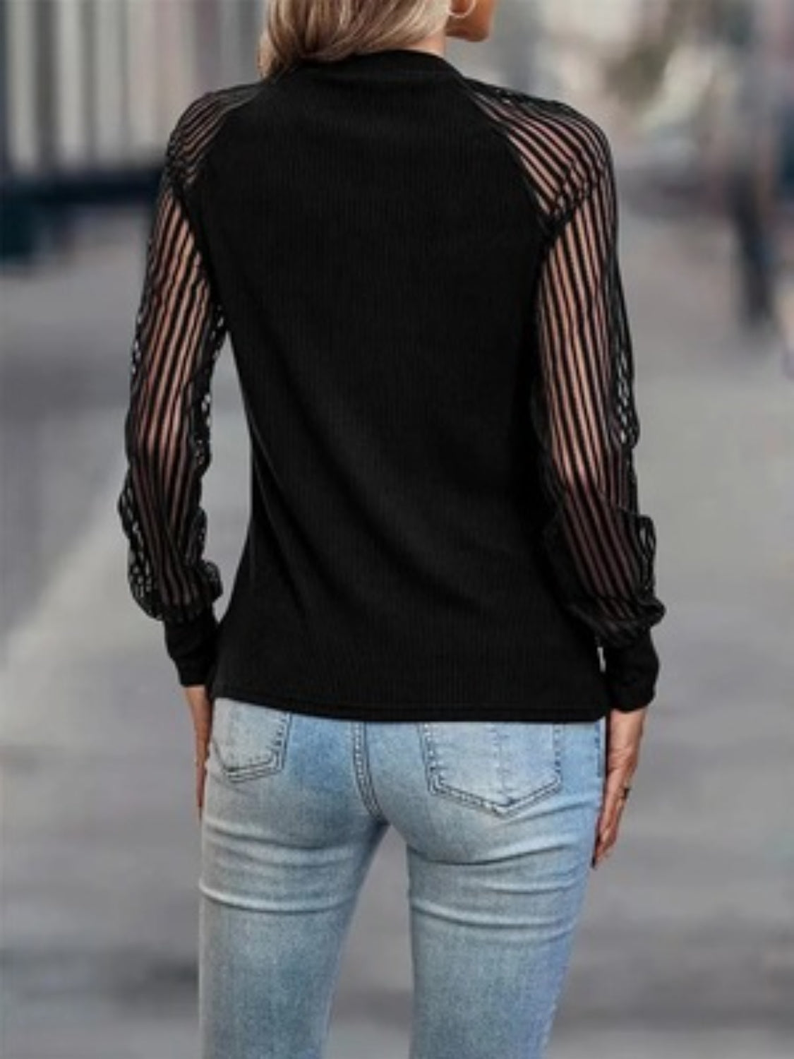 Mock Neck Raglan Sleeve Blouse Trandify deal