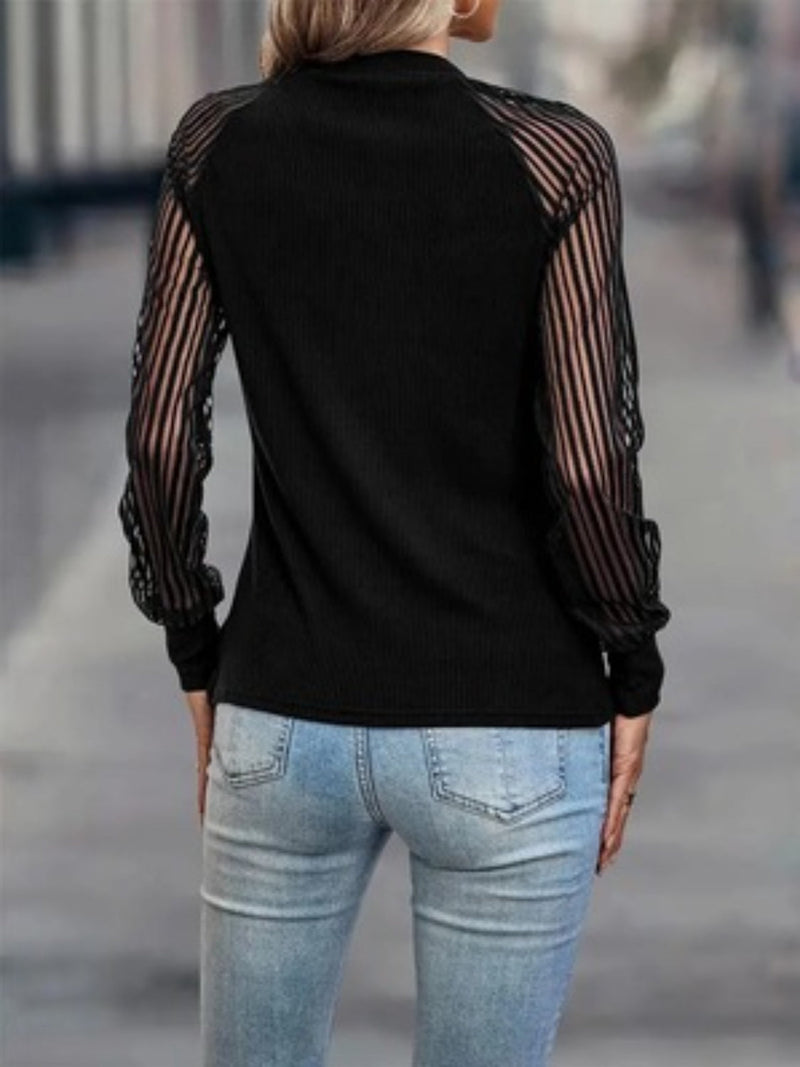 Mock Neck Raglan Sleeve Blouse Trandify deal