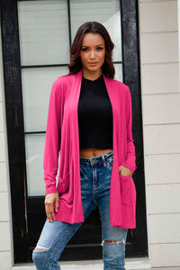 Basic Bae Full Size Open Front Long Sleeve Cardigan with Pockets Trandify deal